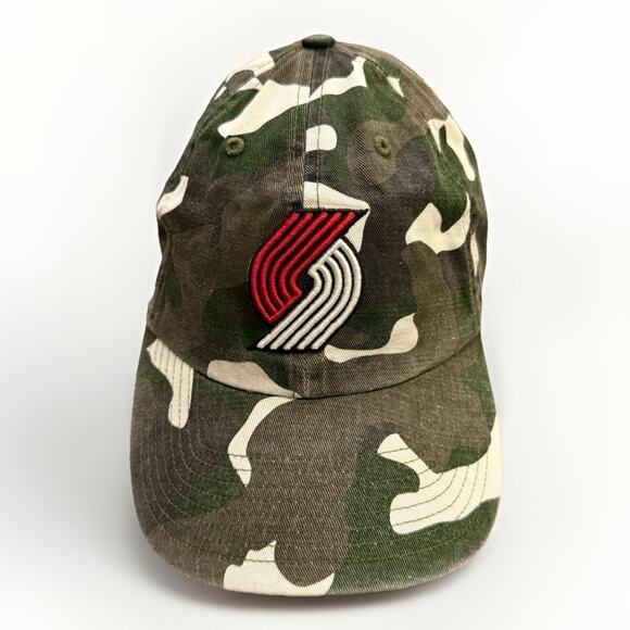 47 Brand Mens Camo NBA Portland TrailBlazers Adjustable Strapback Hat Cap - Picture 1 of 8